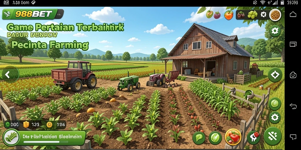 Screenshot dari gameplay 988BET yang menunjukkan ladang yang subur.