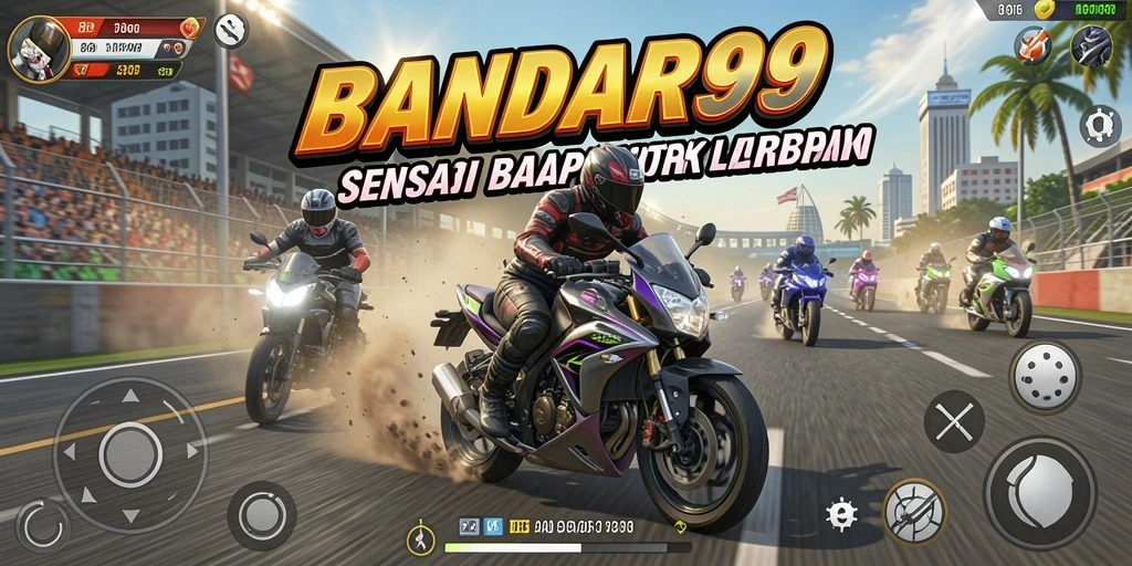 Tampilan gameplay seru dengan balapan motor yang mendebarkan.