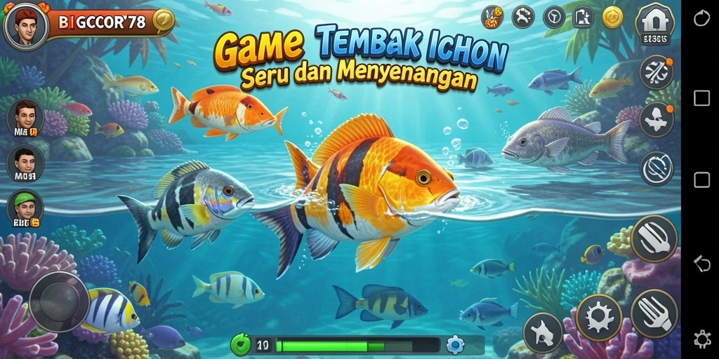Tampilan gameplay menarik dari BIGCOR78 saat menembak ikan.