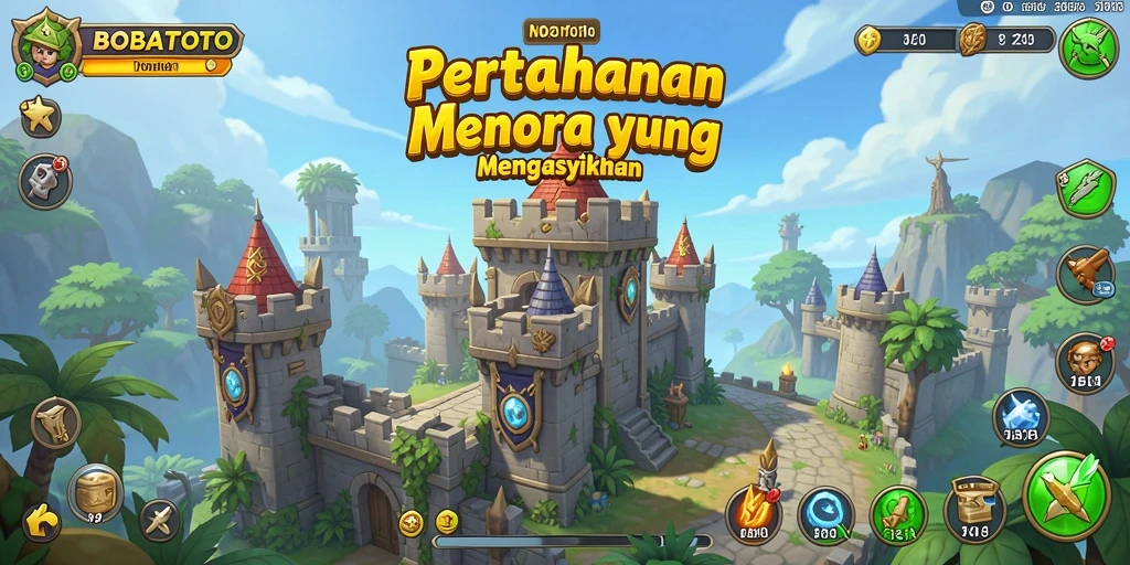 Screenshot gameplay menara Tower Defense BOBATOTO yang menegangkan.