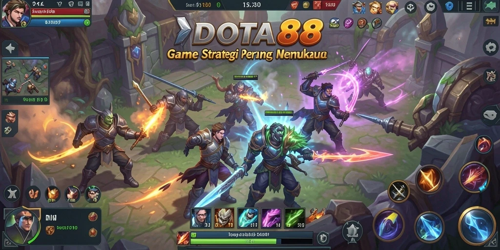 Menampilkan aksi penuh pertempuran strategi DOTA88.
