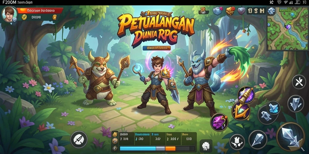 Tangkapan layar gameplay F200M menunjukkan aksi RPG yang mendebarkan.