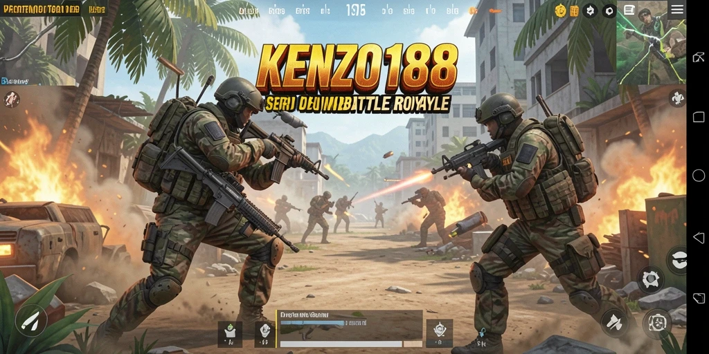 Screenshot gameplay KENZO188 menunjukkan aksi seru Battle Royale.