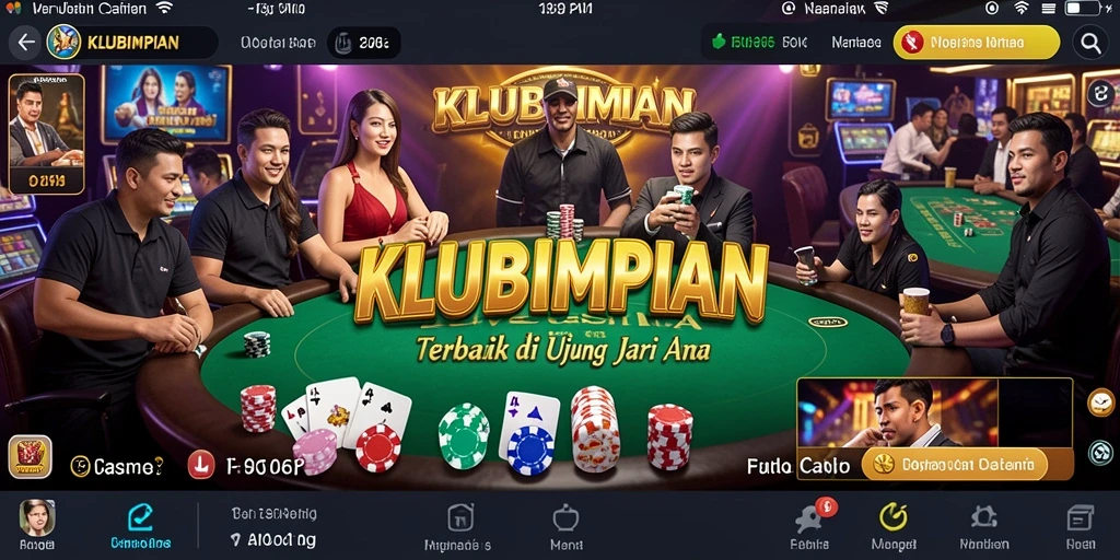 Screenshot gameplay KLUBIMPIAN menunjukkan dealer profesional dan pemain yang antusias.