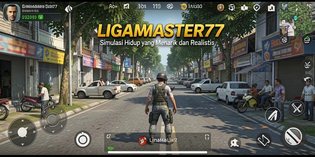Screenshot gameplay LIGAMASTER77 dengan nuansa simulasi yang realistis.