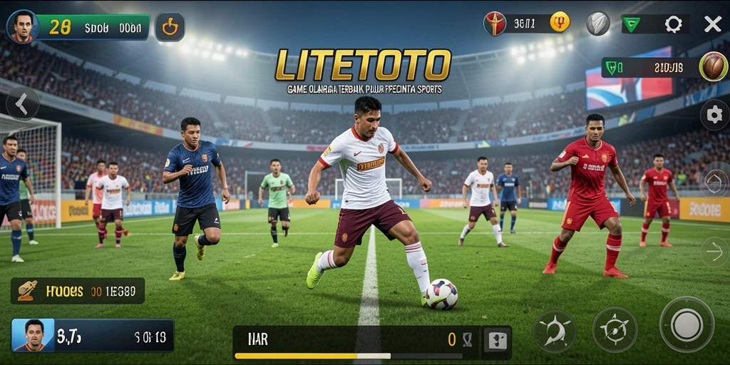 Tangkapan layar gameplay LITETOTO menampilkan aksi olahraga yang mendebarkan.