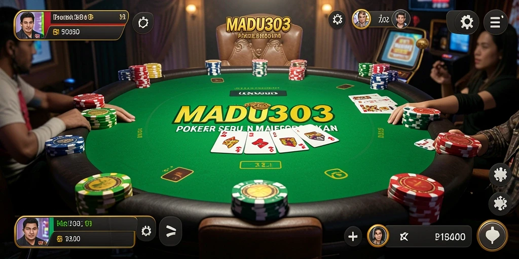 Tampilan gameplay MADU303 dengan aksi seru permainan Poker.