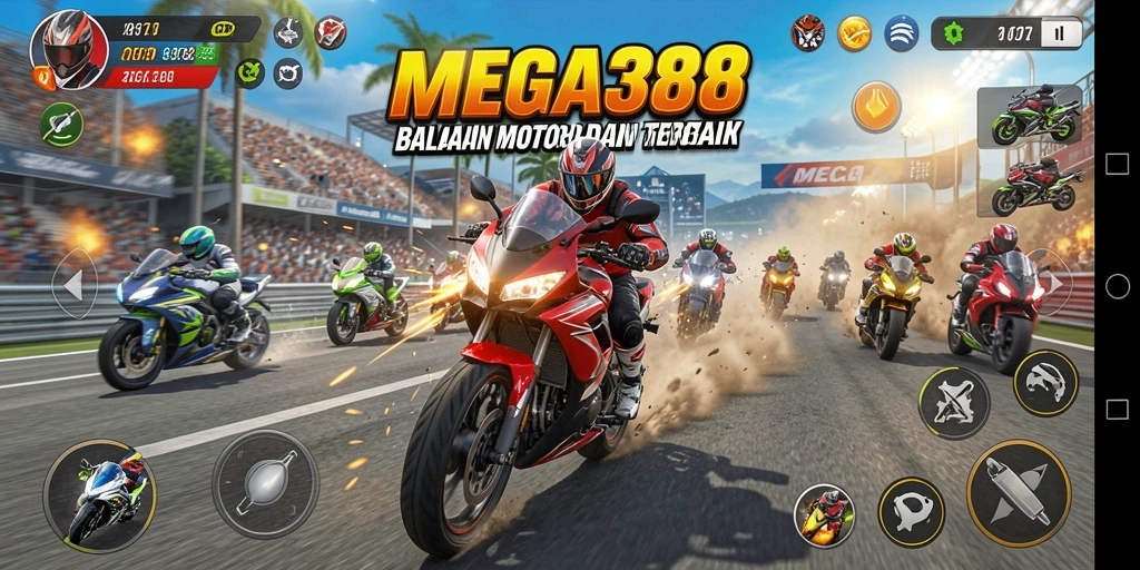 Gameplay seru balapan motor di MEGA388.