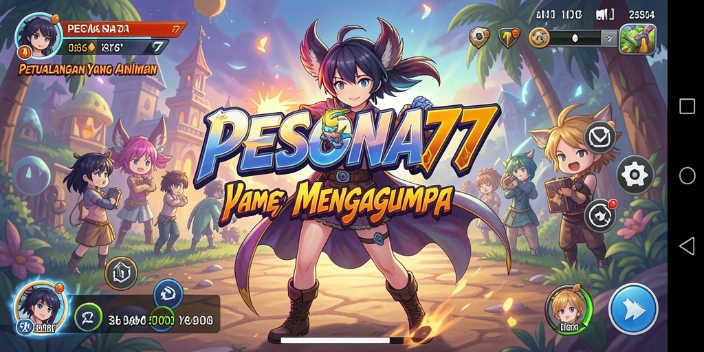 Screenshot PESONA77 menampilkan aksi pertarungan karakter anime.