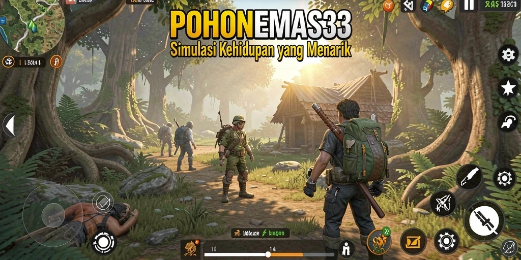 Screenshot utama gameplay POHONEMAS33 menampilkan simulasi kehidupan yang menakjubkan.