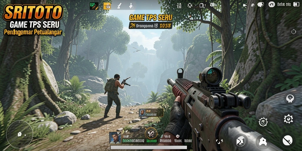 Tampilan gameplay mendebarkan dari SRITOTO dengan aksi menembak yang intens.