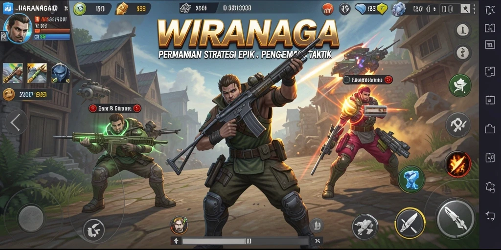 Tampilan gameplay WIRANAGA dengan pertempuran strategi yang mendebarkan.