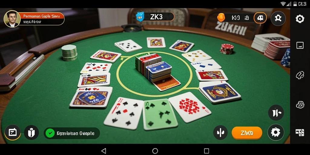 Tampilan gameplay seru dari ZK3 saat bermain Gaple.